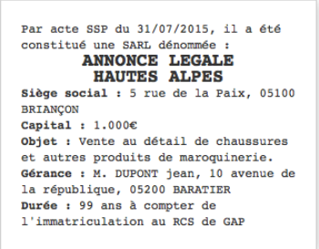 annonce legale hautes alpes